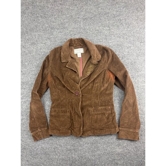 Fossil Corduroy Jacket Women's Large Brown Blazer Button Up Pockets - Picture 1 of 10